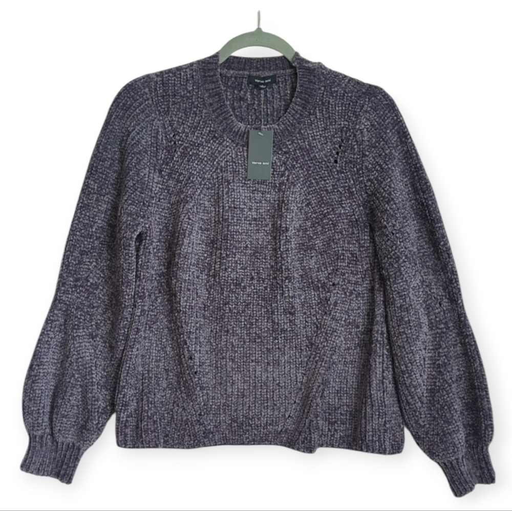 Verve Ami Womens Taupe Long Balloon Sleeve Sweater Size Large NWT Soft!